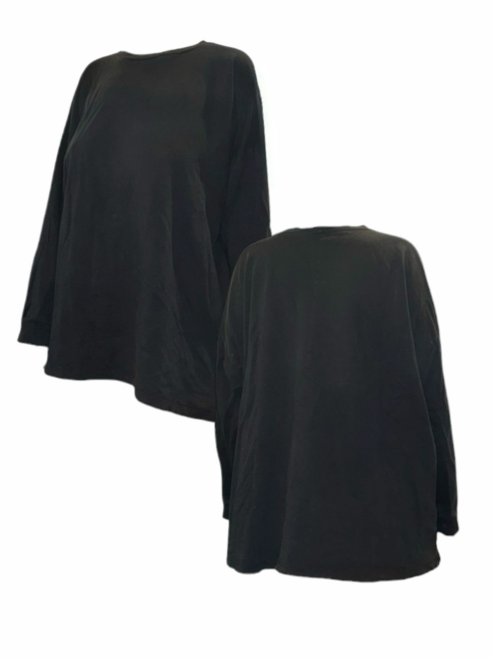 Oversized Black Long Sleeve Crewneck Top
